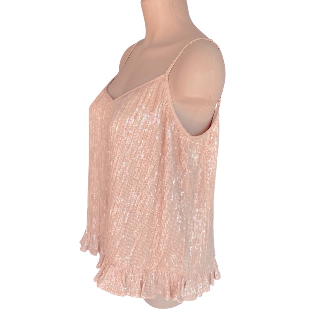 ANTHROPOLOGIE Amelie Camisole Top Sequins Pink Rose Size 10 - Picture 4 of 14